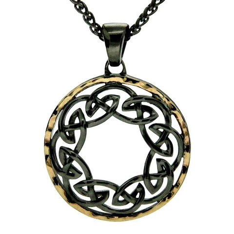 Keith Jack Jewelry-Eternity Hammered Necklace, Rhuthanium Sterling Silver & 10k Gold