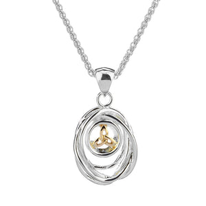 Celtic Cradle of Life Necklace, Sterling Silver & 10k Gold