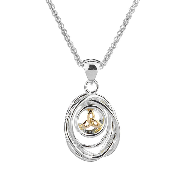 Celtic Cradle of Life Necklace, Sterling Silver & 10k Gold
