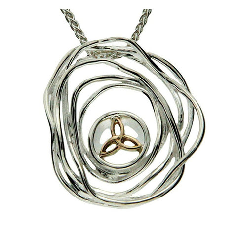 Keith Jack Jewelry-Celtic Cradle of Life Large Necklace, Sterling Silver & 10k Gold