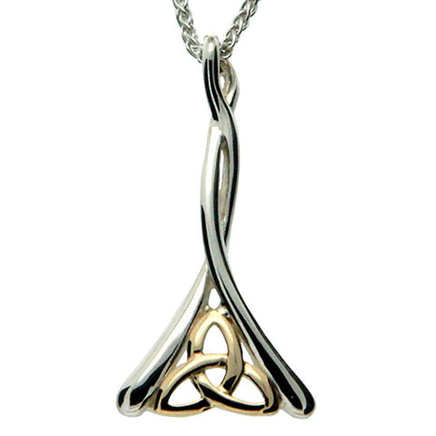 Keith Jack Jewelry-Celtic Trinity Knot Necklace, Sterling Silver & 10k Gold