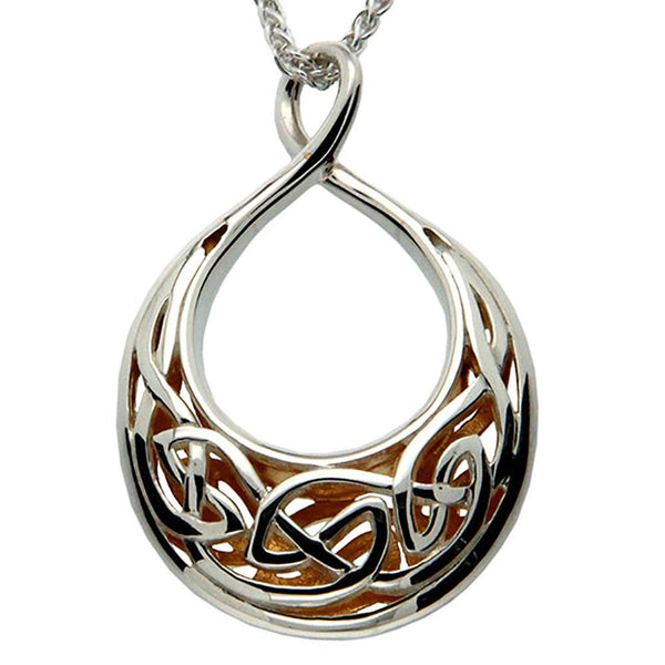 Keith Jack Jewelry-Window to the Soul Large Teardrop Necklace, Sterling Silver & 22k Gilded Gold