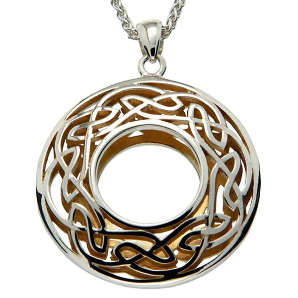 Keith Jack Jewelry-Window to the Soul Large Round Necklace, Sterling Silver & 22k Gilded Gold