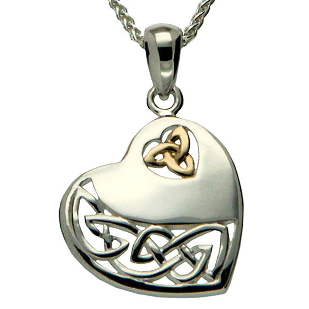 Keith Jack Jewelry-Celtic Heart Necklace, Sterling Silver & 10k Gold