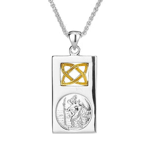 Saint Christopher Necklace, Sterling Silver & 10k Gold