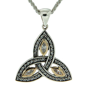 Keith Jack Jewelry-Trinity Knot Necklace Small, Sterling Silver & 10k Gold