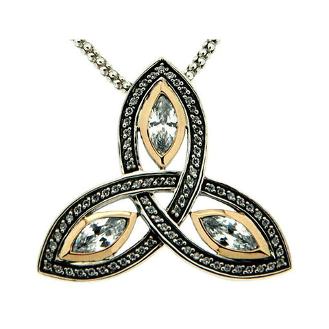 Keith Jack Jewelry-Trinity Knot Necklace, Sterling Silver & 10k Gold