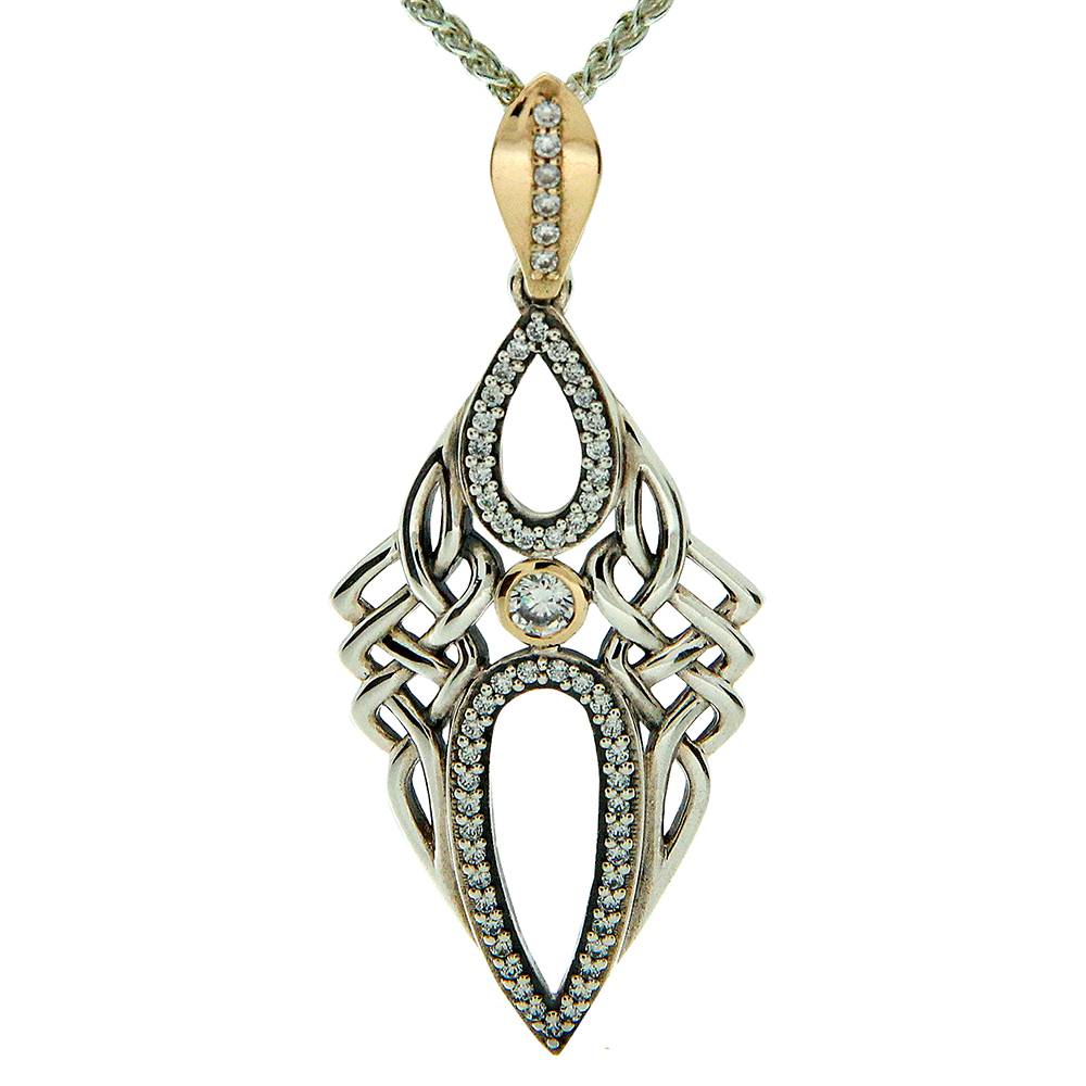 Keith Jack Jewelry-Tribal Gateway Necklace, Oxidized Sterling Silver, 10k Gold & Cubic Zirconia