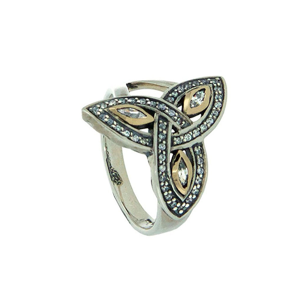 Keith Jack Jewelry-Trinity Ring (Tapered), Sterling Silver & 10k Gold