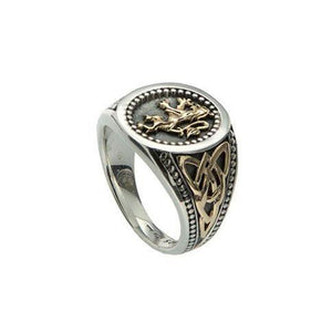 Keith Jack Jewelry-Lion Rampant Large Ring (Tapered), Sterling Silver & 10k Gold