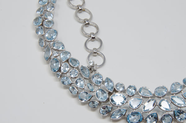 Blue Topaz Statement Bib Necklace