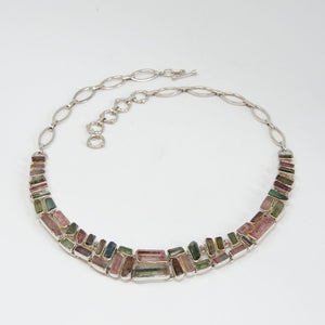 Tourmaline Rainbow Statement Bib Necklace