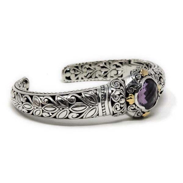 Floral Filigree Hinged Cuff, 925 Sterling Silver