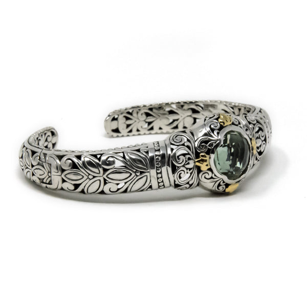 Floral Filigree Hinged Cuff, 925 Sterling Silver
