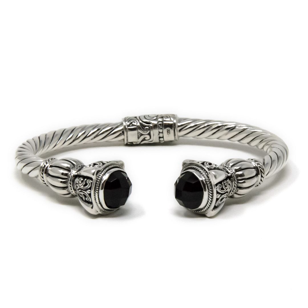 Onyx Cable Bracelet, 925 Sterling Silver