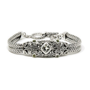 Amethyst Braided Toggle Bracelet, 925 Sterling Silver