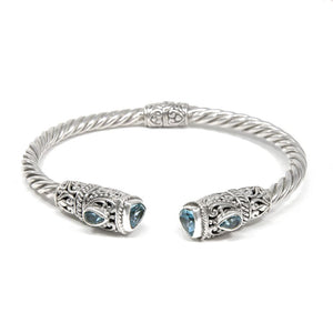 Blue Topaz Jawan Motif Bracelet, 925 Sterling Silver