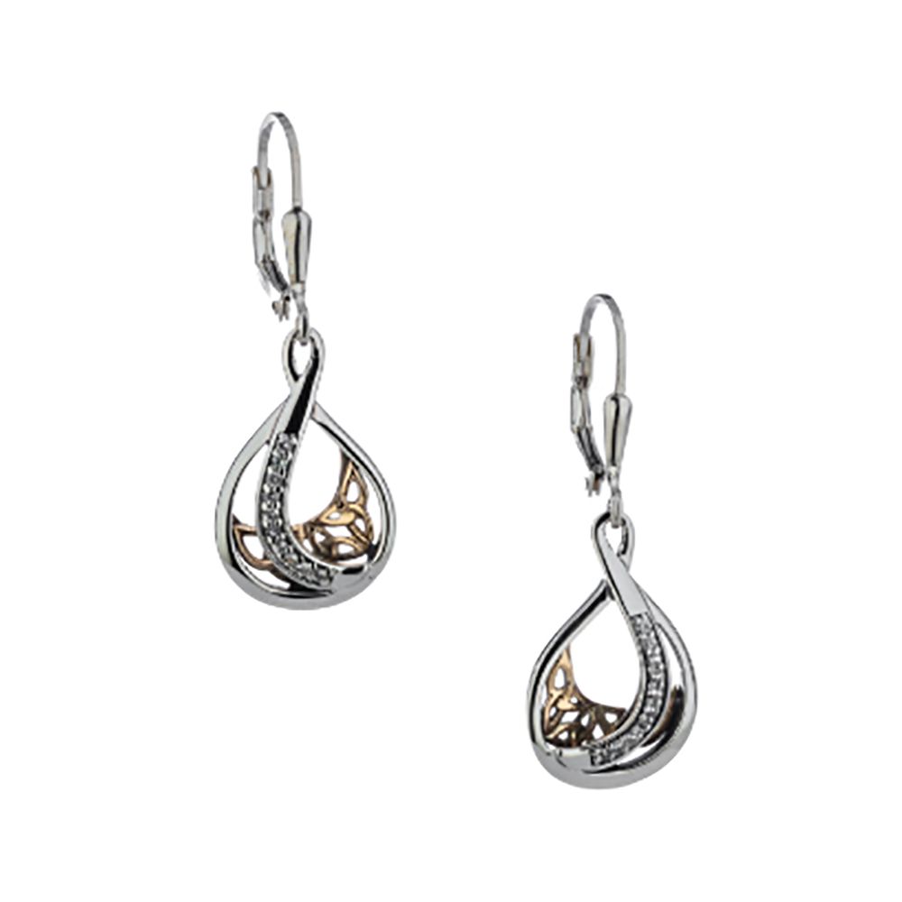 Trinity Knot White Sapphire Leverback Earrings