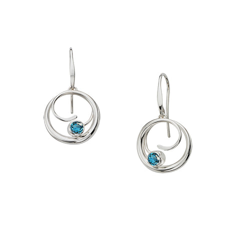 Bindu Dangle Blue Topaz Earrings, Sterling Silver