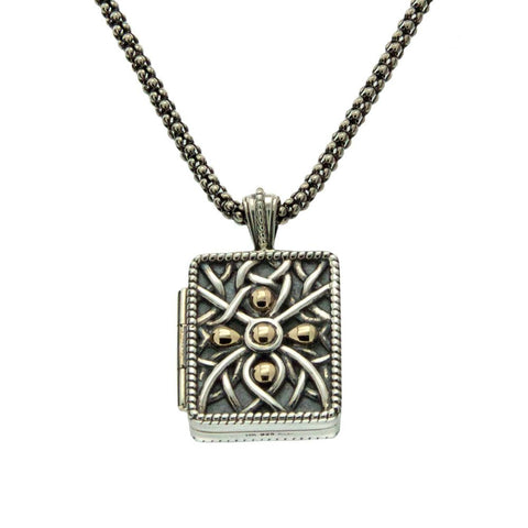 Celtic Gilded Double Frame Locket Necklace, Sterling Silver & Gilded 22k Gold