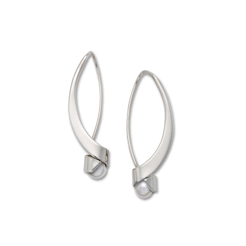 Alluring Pearl Dangle Earrings, Sterling Silver