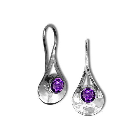 Comet Amethyst Earrings, Sterling Silver