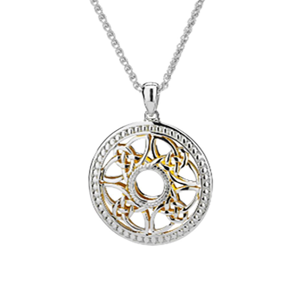 Window to the Soul Beaded Wheel Necklace, Sterling Silver & 22k Gilded Gold